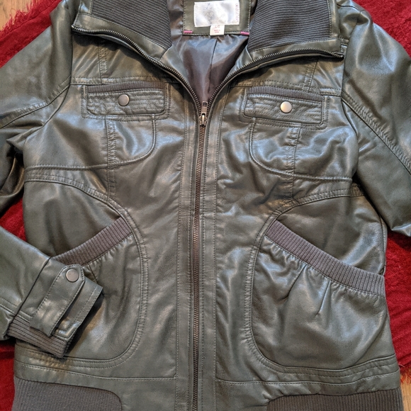 Xhilaration Jackets & Blazers - Gray faux leather jacket lg